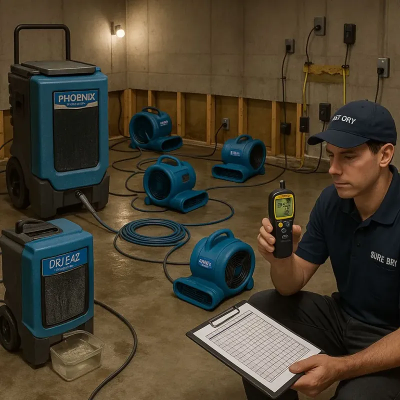 Structural Drying and Dehumidification process in Edgemoor, DE